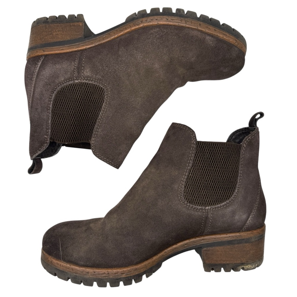 Salvia Cachet Dark Brown Suede Chelsea Pull On Ankle Booties - Size 38/ US 7.5-8